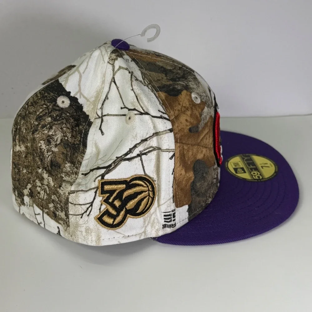 New Era Toronto Raptors Hat Mens 7 1/8 Purple RealTree Camo 59FIFTY Fitted NBA